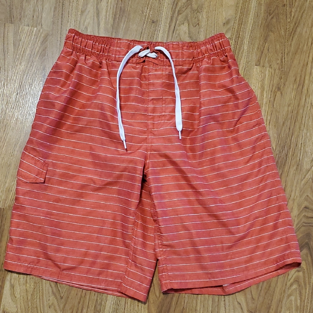 Kavu Men's Red Striped Swim Shorts Trunks Size M 10" Inseam
